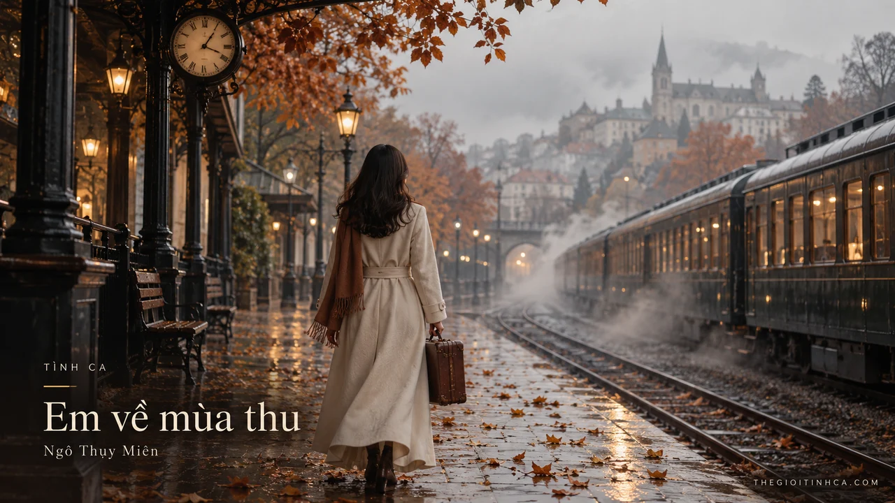 Hình minh họa ca khúc Em về mùa thu